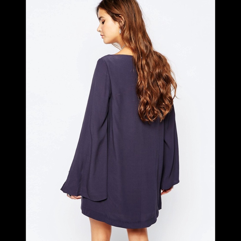 NWT FREE PEOPLE Some Like It Hot Cape Dress with Split Sleeves in Mineral S - Picture 8 of 13